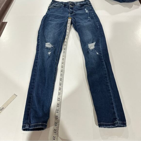 Kancan Dark Wash High Rise Distressed Skinny Jeans Size 24 - Picture 10 of 10